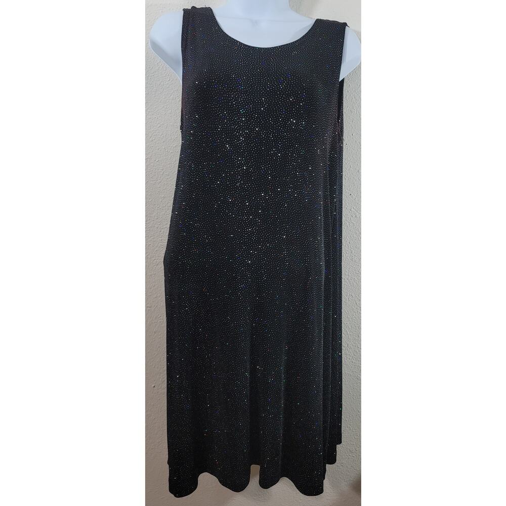 VTG Ronni Nicole Black Multicolor Sparkle A Line Mini Dress 10 Lightweight Swing
